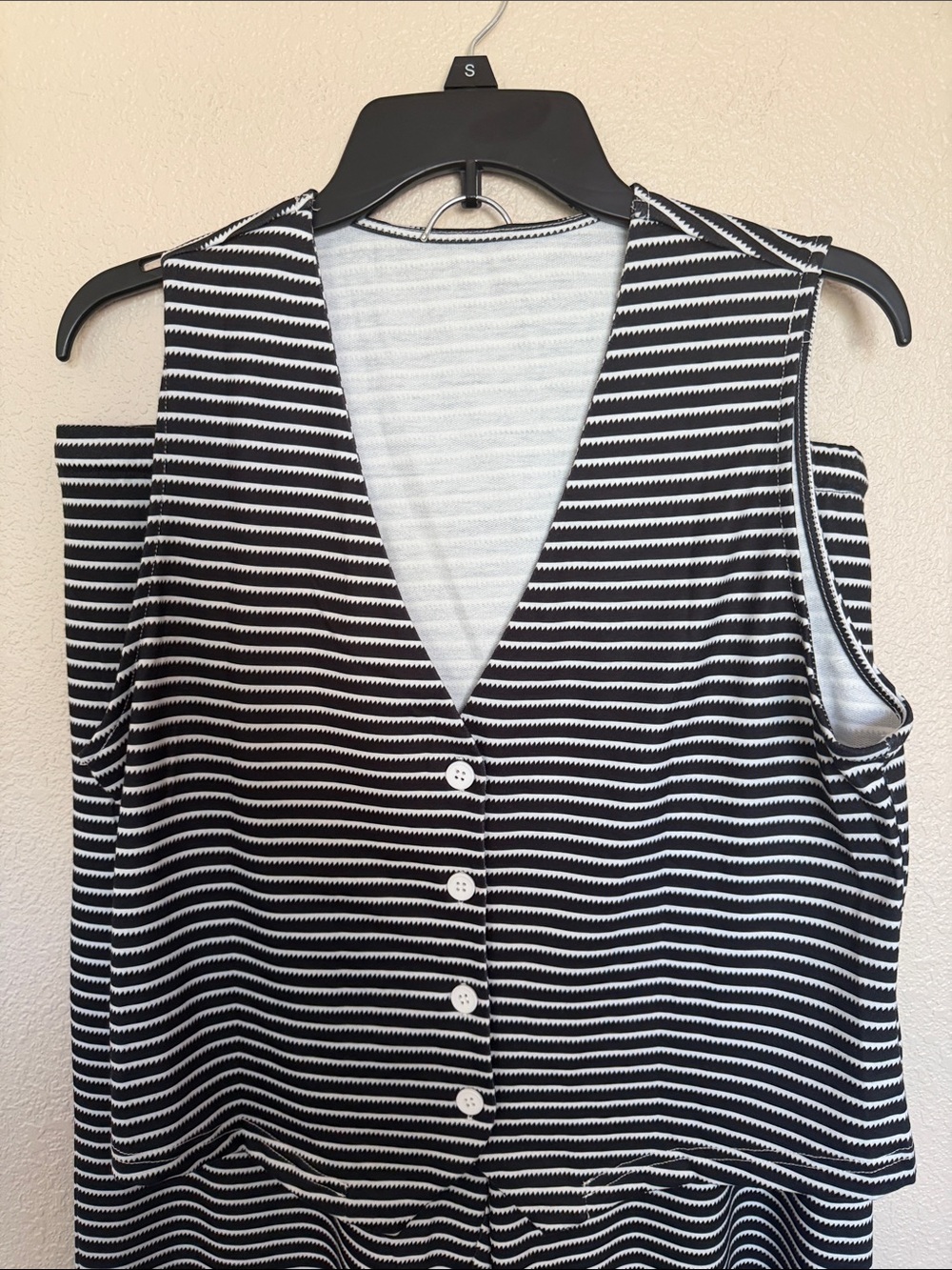 Striped Black & White Vest and Pants Set - Picture 2 of 14